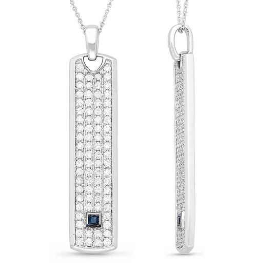 White Gold Diamond and Sapphire Men's Pendant