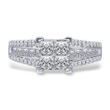 Kallati Eternal Princess Shape Diamond Engagement Ring in 14K White Gold