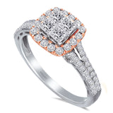 Kallati Eternal Cluster Diamond Engagement Ring in 14K White and Rose Gold