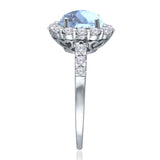 Kallati Heirloom Oval Halo Aquamarine & Diamond Engagement Ring in 14K White Gold