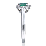 Kallati Heirloom Emerald-Cut Halo Emerald & Diamond Engagement Ring in 14K White Gold
