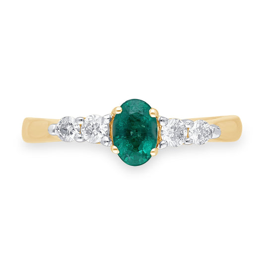 Yellow Gold Emerald & Diamond Heirloom Ring