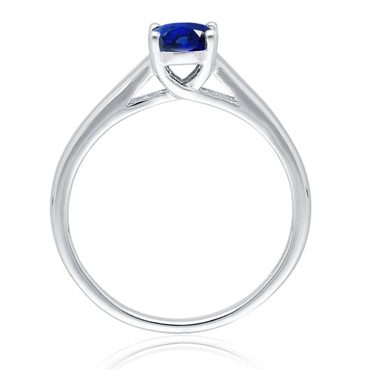Kallati Heirloom Oval Solitaire Sapphire Engagement Ring in 14K White Gold