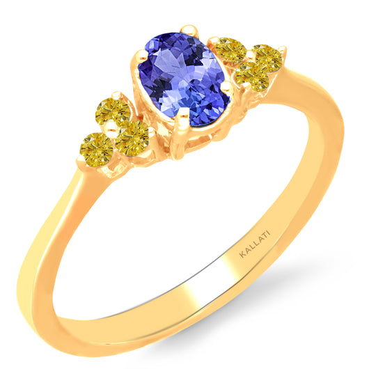 Yellow Gold Tanzanite & Yellow Diamond Heirloom Ring