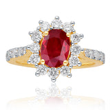 Kallati Heirloom Oval Halo Ruby & Diamond Engagement Ring in 14K Yellow Gold