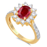 Kallati Heirloom Oval Halo Ruby & Diamond Engagement Ring in 14K Yellow Gold
