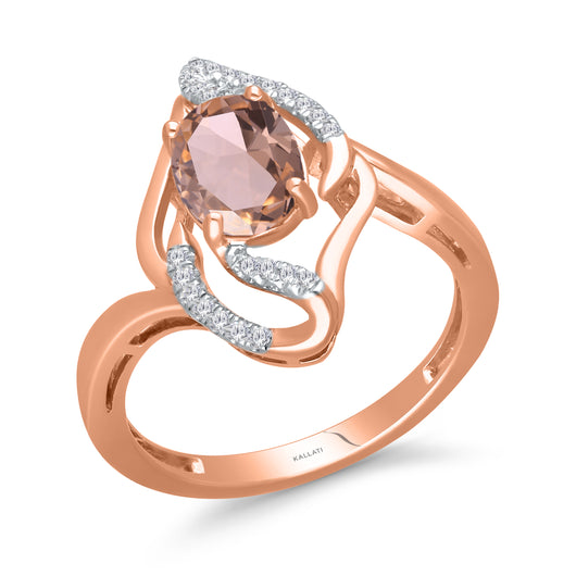 Custom Diamond and Trillion Cut Morganite Triad Ring - Bario Neal