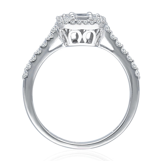 Kallati Legendary Cushion Shape Diamond Engagement Ring in 14K White Gold