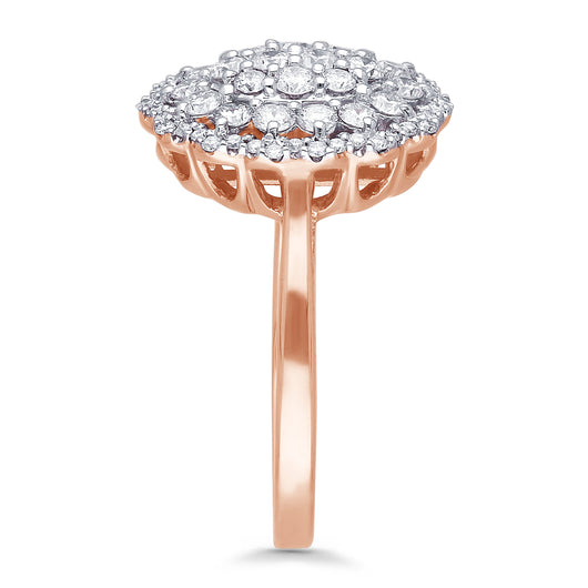 Kallati Eternal Oval Halo Cluster Diamond Engagement Ring in 14K Rose Gold