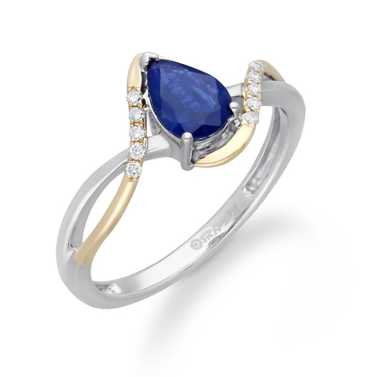 Two Tone Gold Sapphire & Diamond Heirloom Ring