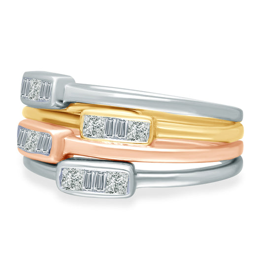 Tri Color Gold Diamond Legendary Stackable Rings