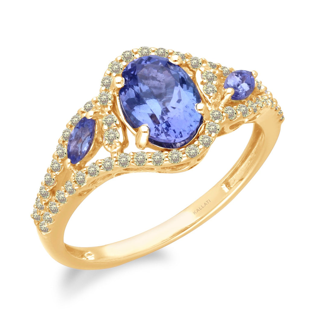 Yellow Gold Tanzanite & Fancy Diamond Renaissance Ring – KALLATI