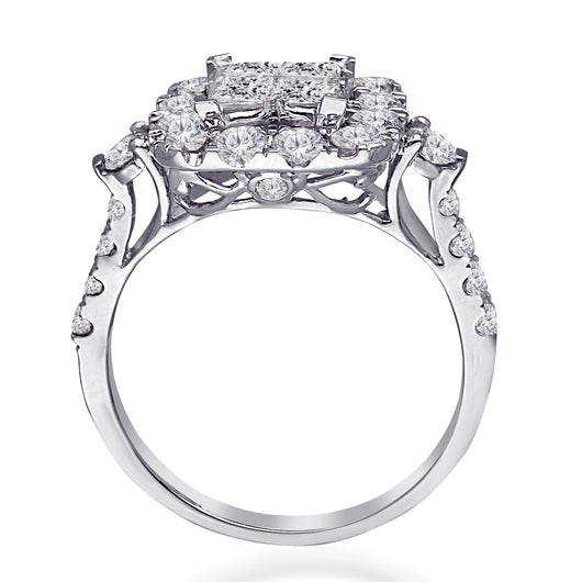 Kallati Eternal Cluster Diamond Engagement Ring in 14K White  Gold