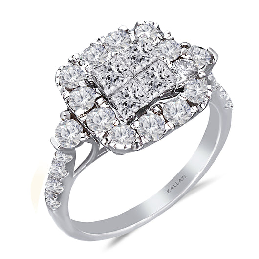 Kallati Eternal Cluster Diamond Engagement Ring in 14K White  Gold