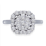 Kallati Eternal Cushion Halo Cluster Diamond Engagement Ring in 14K White Gold