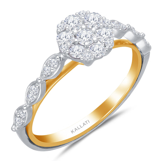 Kallati Eternal Round Cluster Diamond Engagement Ring in 14K Yellow Gold