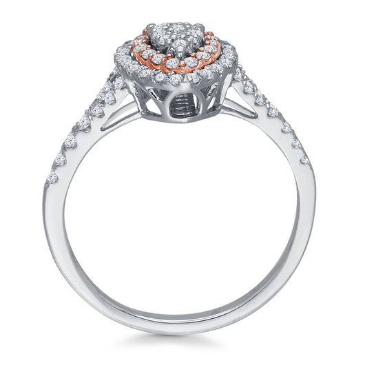 Kallati Eternal Pear Shape Cluster Diamond Engagement Ring in 14K Two Tone Gold