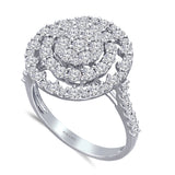 Kallati Eternal Round Halo Cluster Diamond Engagement Ring in 14K White  Gold