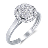 Kallati Eternal Round Halo Cluster Diamond Engagement Ring in 14K White Gold