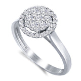 Kallati Eternal Round Halo Cluster Diamond Engagement Ring in 14K White Gold