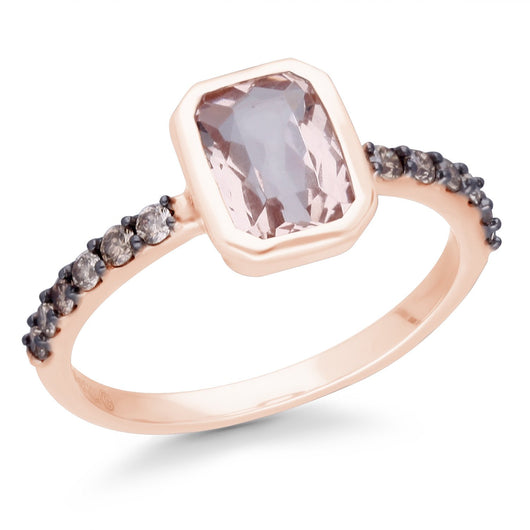 Rose Gold Morganite & Coco Diamond Heirloom Ring