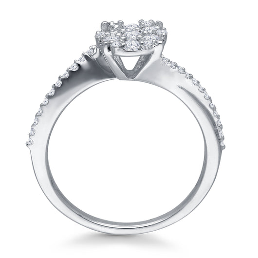 Kallati Eternal Round Cluster Diamond Engagement Ring in 14K White Gold