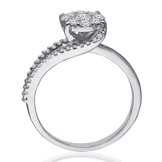 Kallati Eternal Round Cluster Diamond Engagement Ring in 14K White Gold