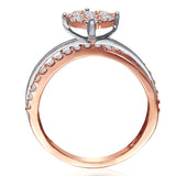 Kallati Eternal Diamond Cluster Engagement Ring in 14K Two Tone Rose and White Gold