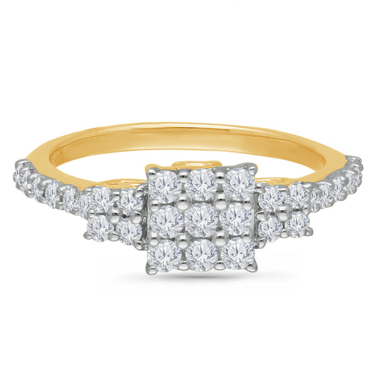 Kallati Eternal Cluster Diamond Engagement Ring in 14K Yellow Gold