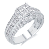 Kallati Legendary Princess Shape Diamond Engagement Ring in 14K White Gold