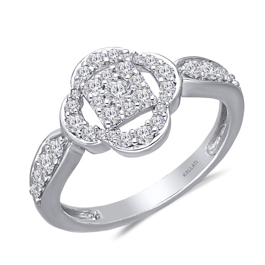 Kallati Eternal Cluster Diamond Engagement Ring in 14K White Gold