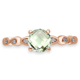 Rose Gold Green Amethyst & Diamond Heirloom Ring