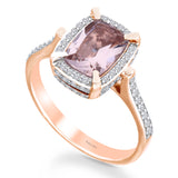 Kallati Heirloom Cushion Halo Morganite & Diamond Engagement Ring in 14K Rose Gold