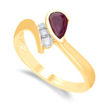 Yellow Gold Ruby and White Diamond Heirloom Ring