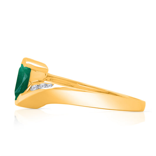 Kallati Heirloom Emerald & Diamond Ring in 14K Yellow Gold