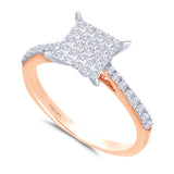 Kallati Eternal Square Shape Cluster  Diamond Engagement Ring in 14K Rose Gold