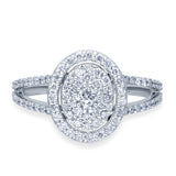 Kallati Eternal Oval Halo Cluster Diamond Engagement Ring in 14K White Gold