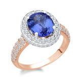 Two Tone Gold Tanzanite & Diamond Heirloom Ring