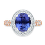 Two Tone Gold Tanzanite & Diamond Heirloom Ring