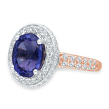 Two Tone Gold Tanzanite & Diamond Heirloom Ring