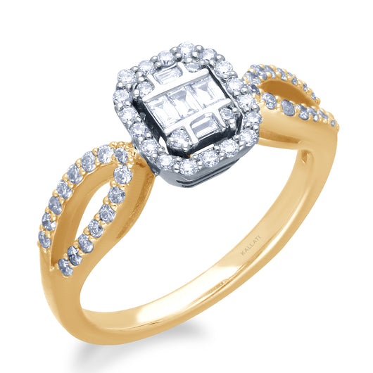 Kallati Eternal Cluster Diamond Engagement Ring in 14K yellow Gold
