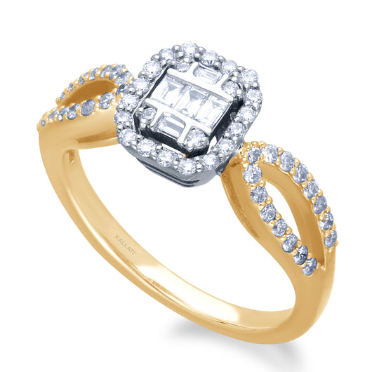 Kallati Eternal Cluster Diamond Engagement Ring in 14K yellow Gold