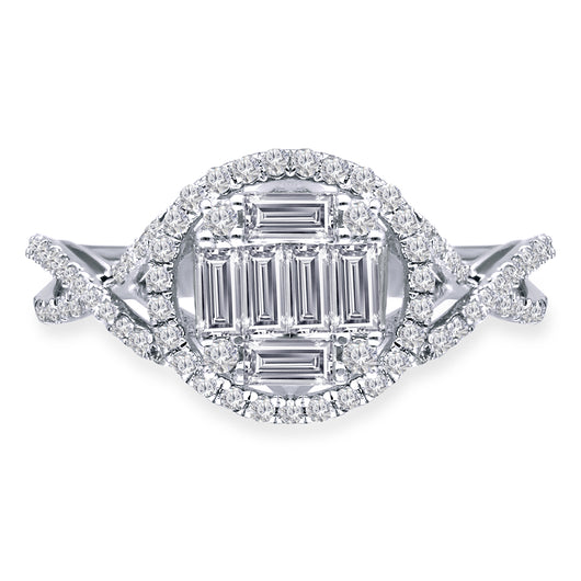Kallati Legendary Round Halo Diamond Engagement Ring in 14K White Gold