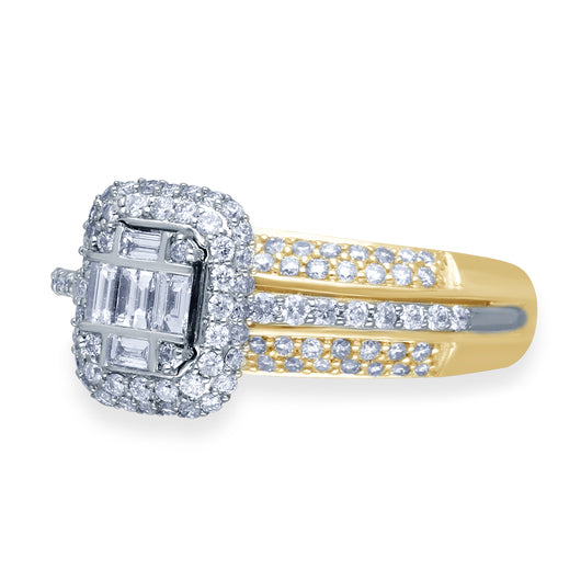 Kallati Eternal Cluster Diamond Engagement Ring in 14K Two Tone Gold