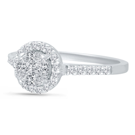 Kallati Eternal Round Halo  Diamond Engagement Ring in 14K White  Gold