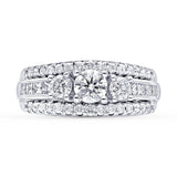 Kallati Legendary Round Three Stone Diamond Engagement Ring in 14K White Gold