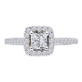 Kallati Eternal Princess Halo Diamond Engagement Ring in 14K White Gold