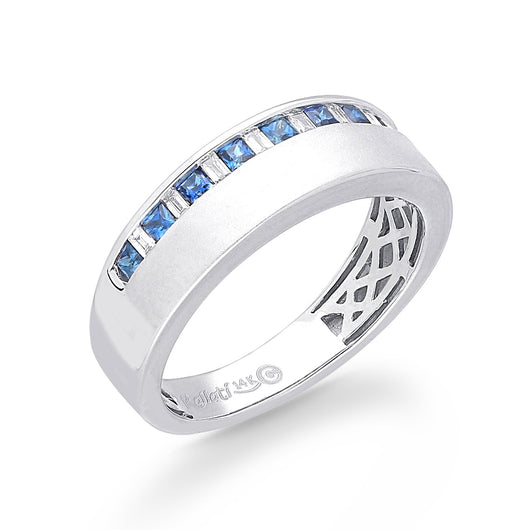 White Gold Diamond and Sapphire Men's Ring