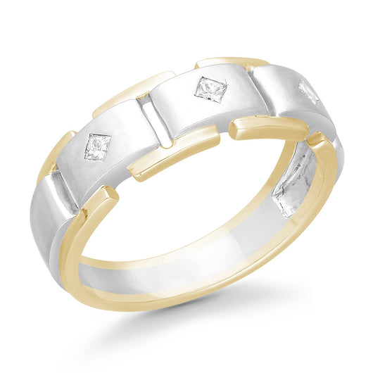 White and Yellow Gold Diamond Men's Ring