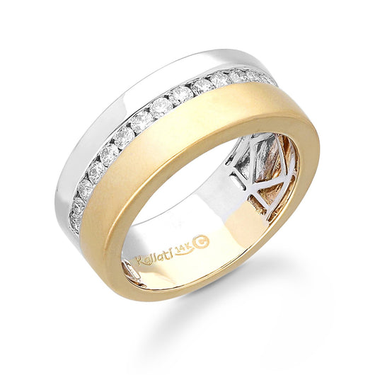 White and Yellow Gold Diamond Men's Ring